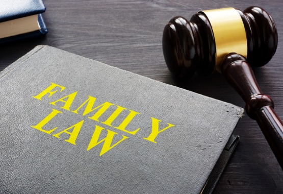 Gavel and a book that says "family law" in Peoria IL