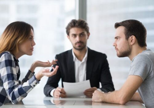 A couple fighting, trying to work out a divorce as a part of Family Law in East Peoria IL