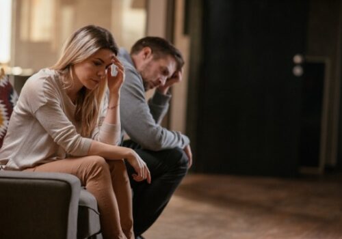 An unhappy couple needing help from a Peoria IL Divorce Attorney