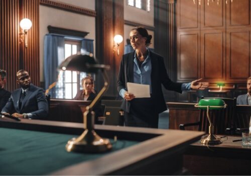 A criminal lawyer for Peoria IL defending their client in court